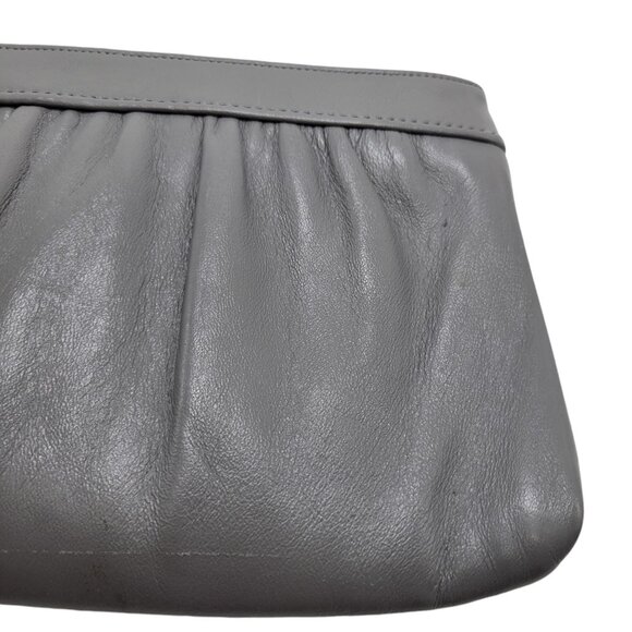 Vintage Gray Faux Leather Clutch Purse With Braided Top & Retractable Strap 10" - Picture 15 of 16